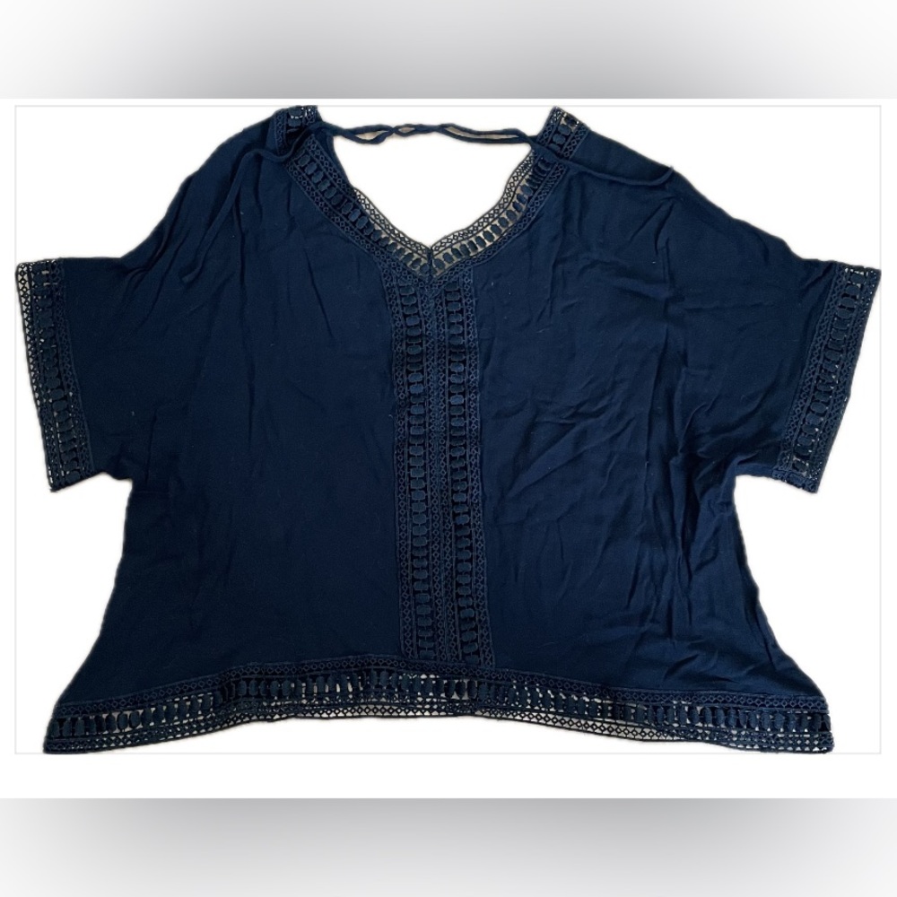 Black Crochet Trim Women's Top